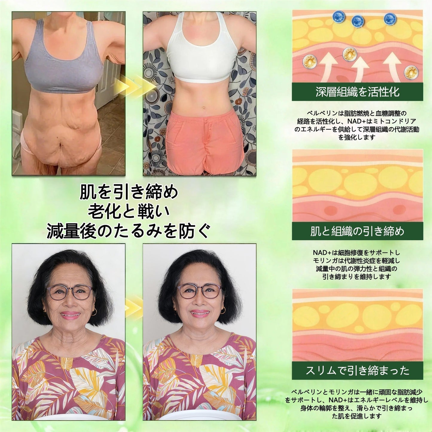 内臓脂肪対策サポート👩‍⚕️GeeBeon®＆NAD+ 8-in-1 ナノ強化フォーミュラ — 肥満、肌のたるみ、糖尿病、睡眠時無呼吸症候群、関節の悩み、その他健康上の懸念にアプローチ-🛒
