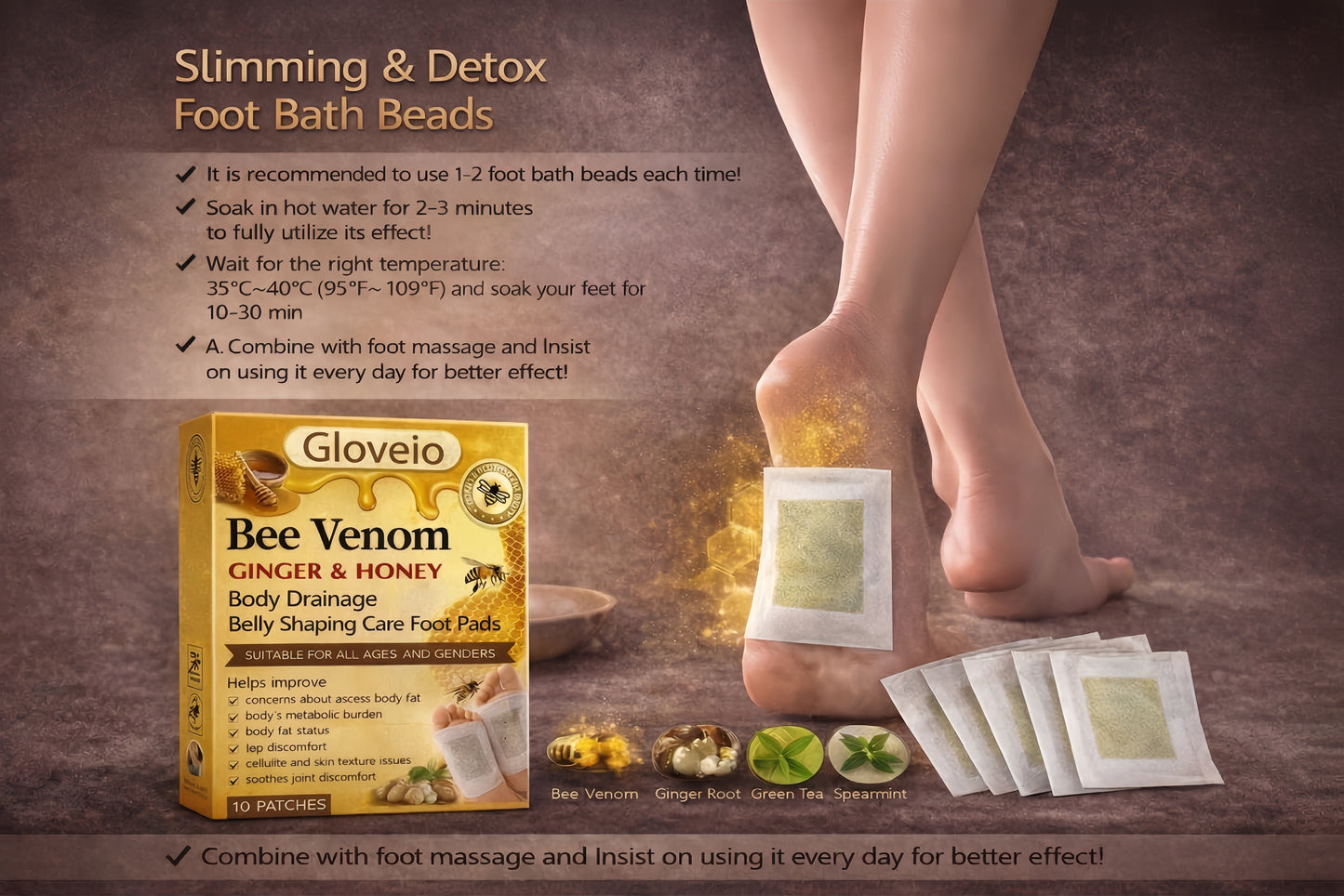 🌿Gloveio™ Bee Venom Foot Patches (Set of 10)